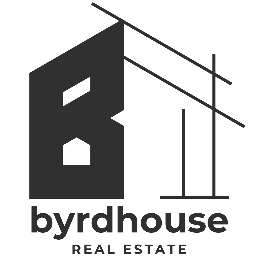 Logo for Byrdhouse Real Estate featuring a stylized house and the company name.