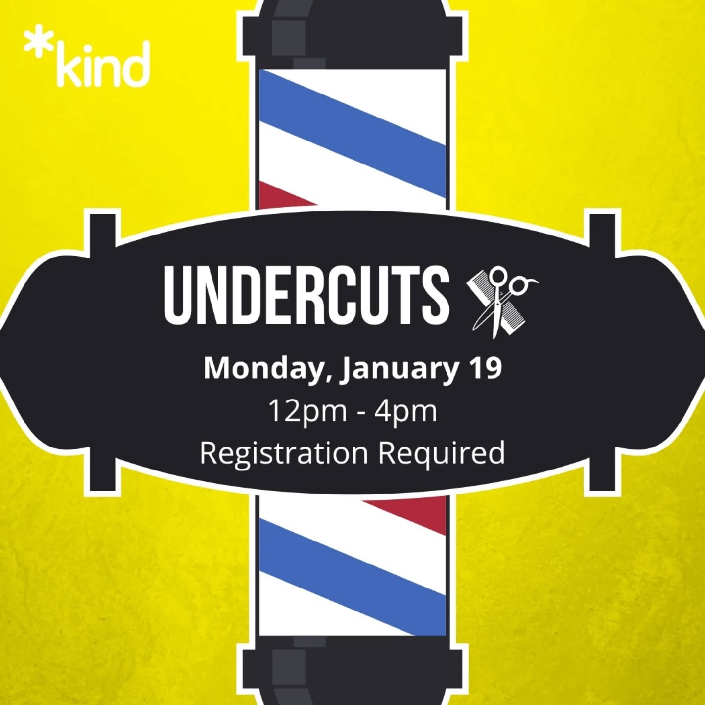 ***Reposting with the correct image***

Undercuts is back this Monday, January 19th from 12-4pm.

Undercuts is a free, hair cutting program that is partnered with @roseandrebelsalon 

Registration required and spaces are limited. Link in bio.