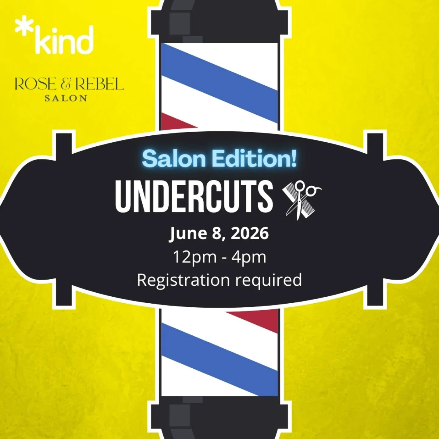 Undercuts is happening on Monday, June 8th! This month it is taking place IN the salon at @roseandrebelsalon. 

Registration link is in our bio. Spaces are limited. 

Undercuts is a free haircutting program in collaboration with Rose &amp; Rebel.