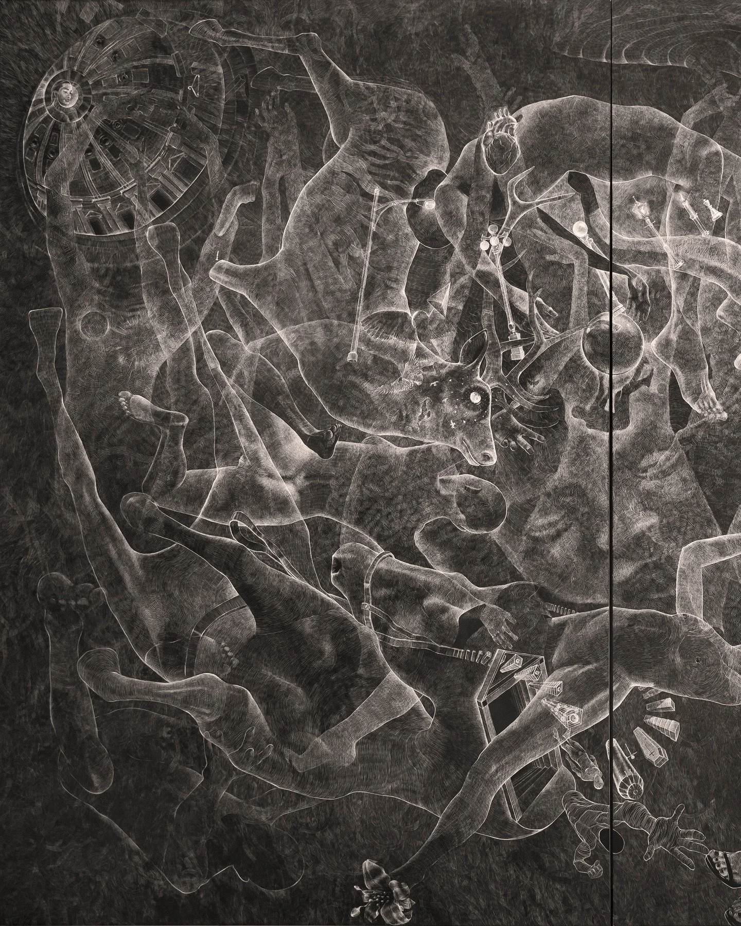Over a million scratches and almost 8 months of living in this piece&hellip;it&rsquo;s always good to look back and see the future

&ldquo;Failure of Making Sense of Human Experience&rdquo; 2023-2024
96 x 72 inches