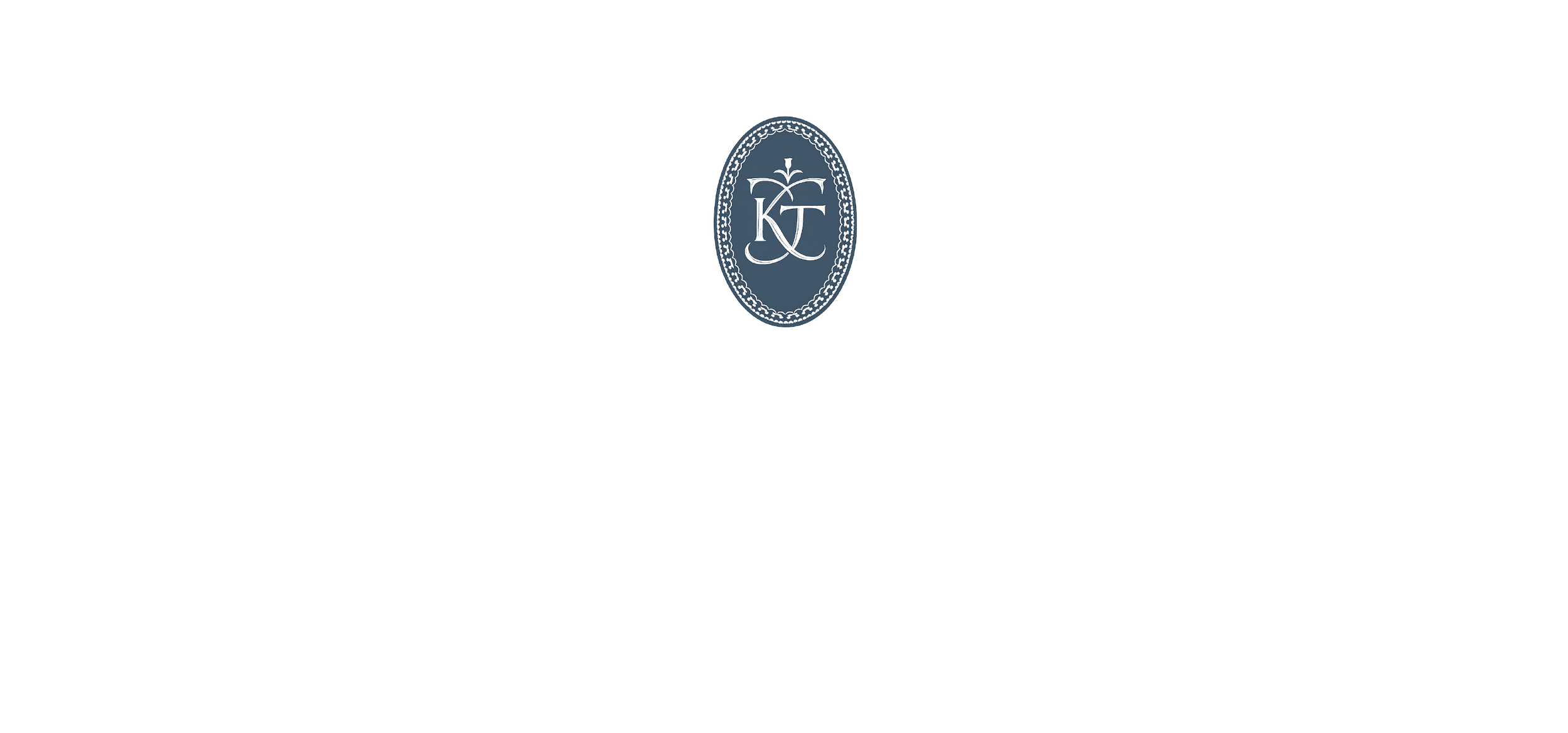 Logo with initials 'KT' inside an oval, the name 'Kate Tucker' below, and the tagline 'luxury travel advisor' underneath.