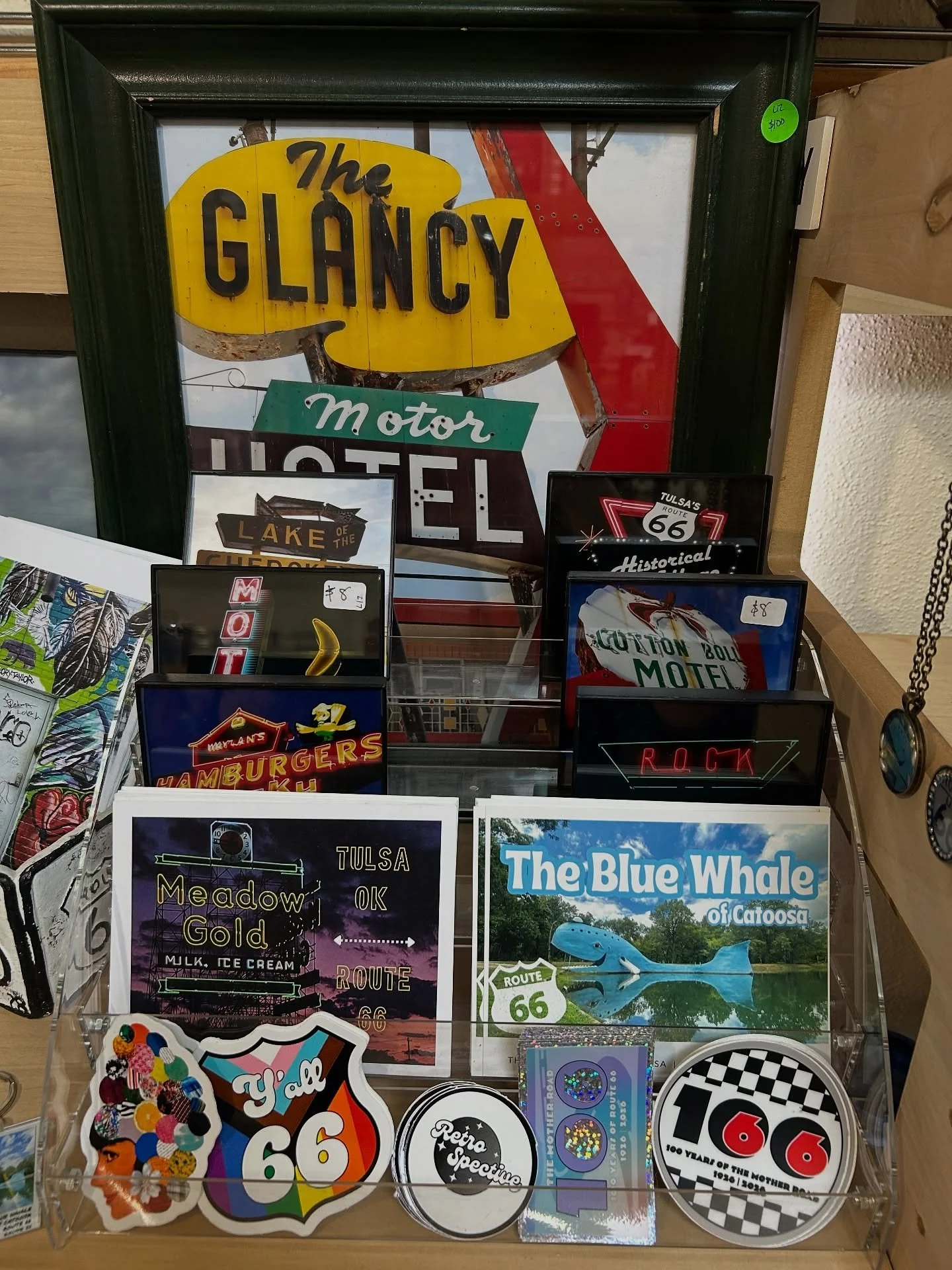 Some looks at my shelf and wall rack located in @theskygalleryroute66 featuring my photography, art and design work. They are located on Route 66 in Tulsa&rsquo;s @meadowgolddistrict and my work is for sale there along with nearly 100 local artists. 