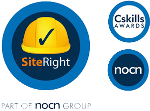 Logos of SiteRight, Cskills Awards, and NOCN.