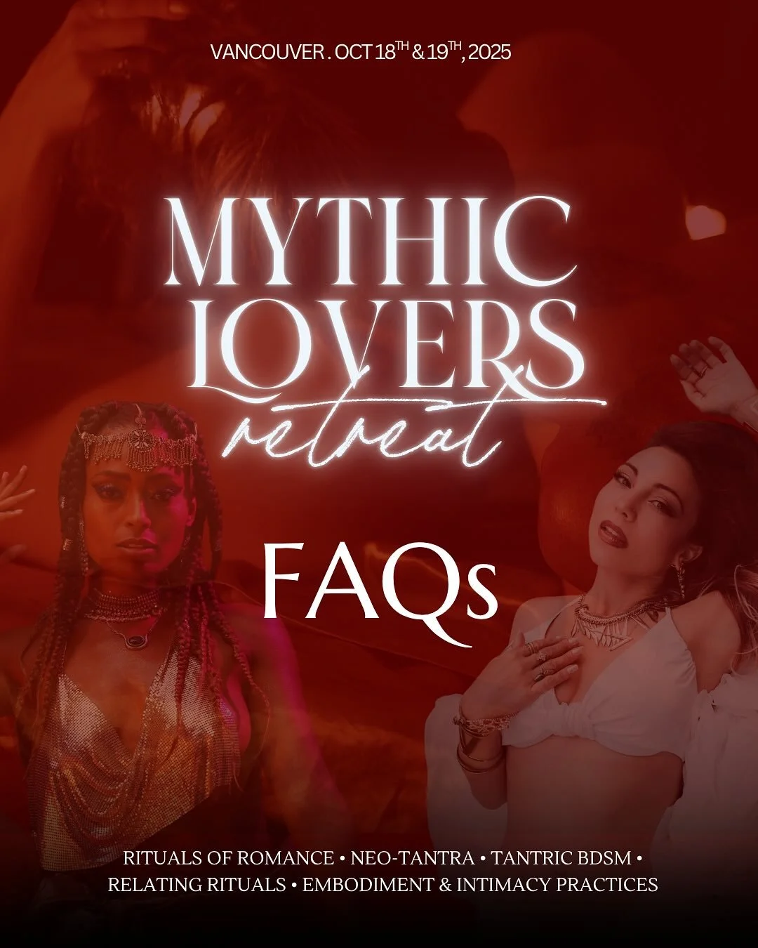 We know that when people hear words like tantra, kink, or tantric 😈BDSM, it can stir up a lot of curiosity
….and sometimes confusion.
So we want to clarify what The Mythic Lover’s Retreat actually is (and isn’t).
This weekend i