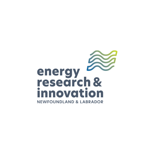 Logo of Energy Research & Innovation Newfoundland & Labrador with stylized wave lines in green, blue, and navy