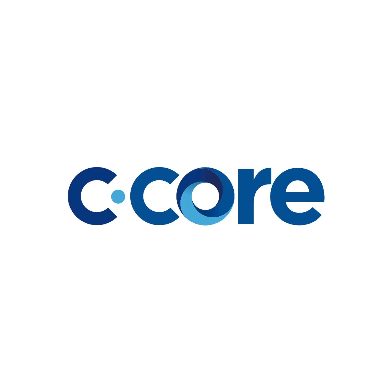 The logo of c:core in dark blue with a circular design in the middle.