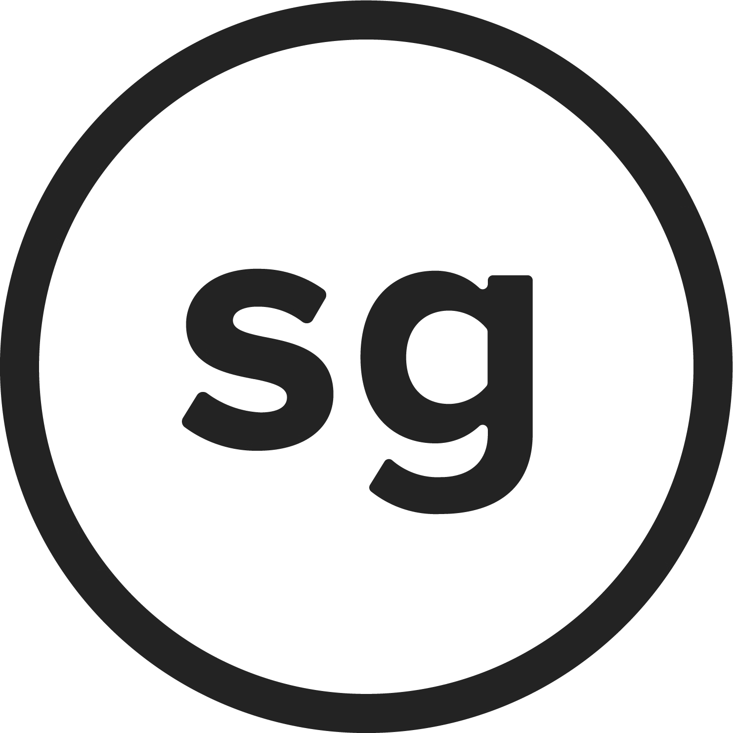 Graphics of the 'sg' chemical symbol with a circle around it, representing the element Silver.