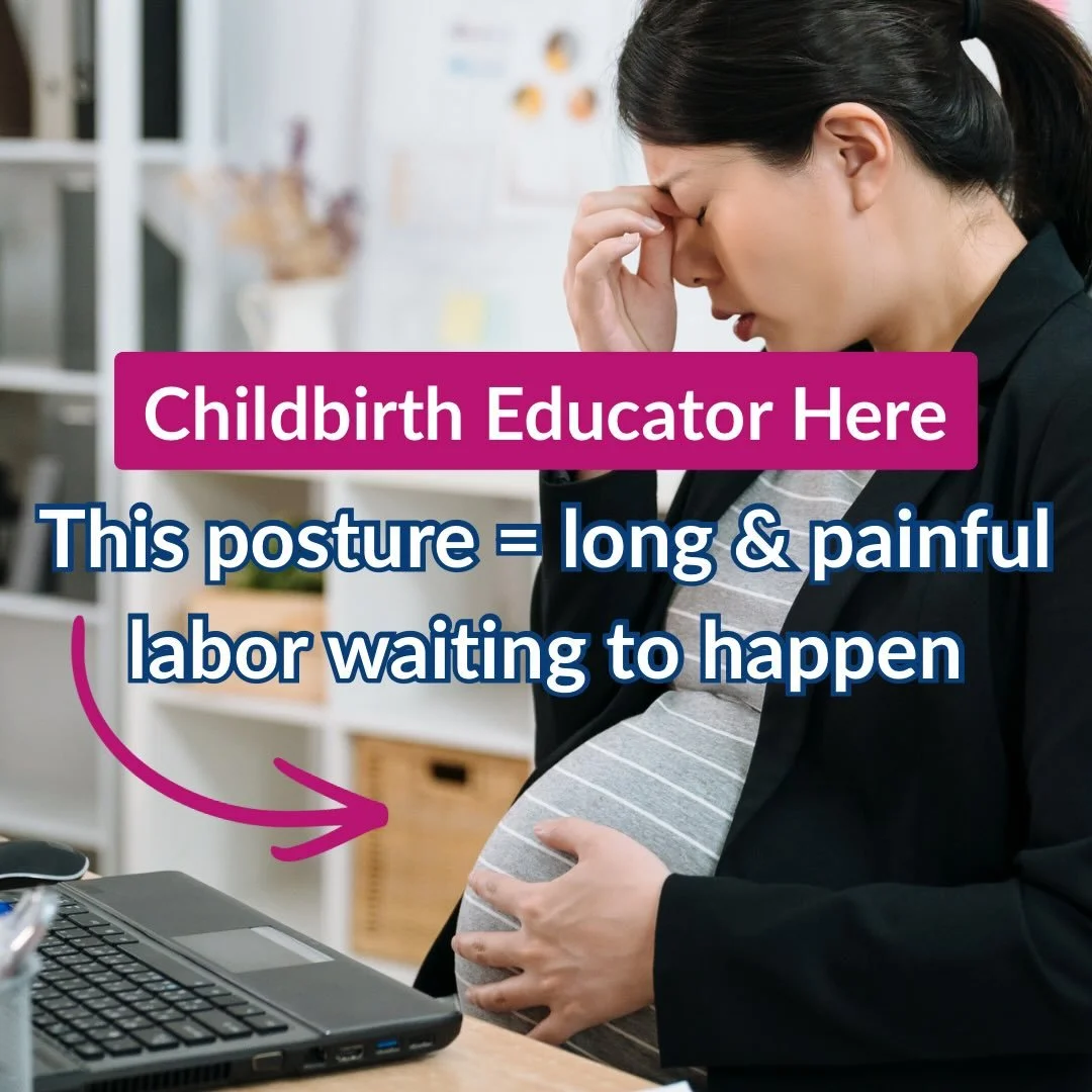 I see pregnant women make this mistake EVERY SINGLE DAY and it sneakily turns labors into long, exhausting nightmare labors. 

When you crouch back, your baby loses space to settle into the ideal head-down, spine-to-belly position.

The baby ends up 
