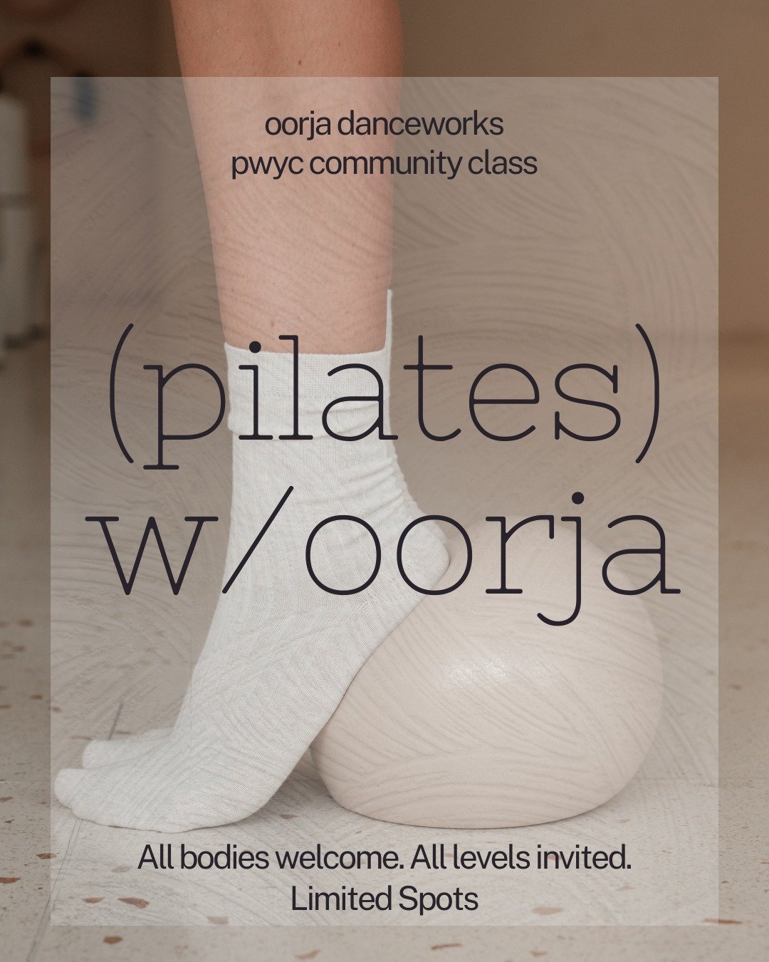 Pilates with Oorja ✨

Pay What You Can. Move with purpose. Support a teacher in training.

Join us for a feel-good Mat Pilates class designed to build strength, mobility, and calm from the inside out. 

These PWYC sessions support my journey toward c