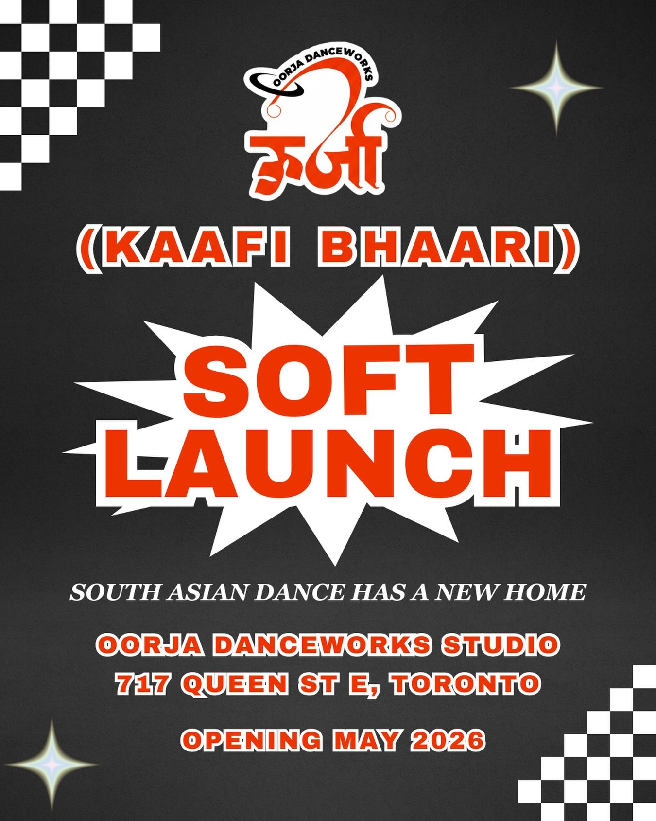 This one&rsquo;s been a long time coming 🥹
We built Oorja on community, on the belief that South Asian dance deserves real space, real recognition, and a real home in this city.

May 2026, that home opens its doors at 717 Queen St E, Toronto. 🚪✨

B