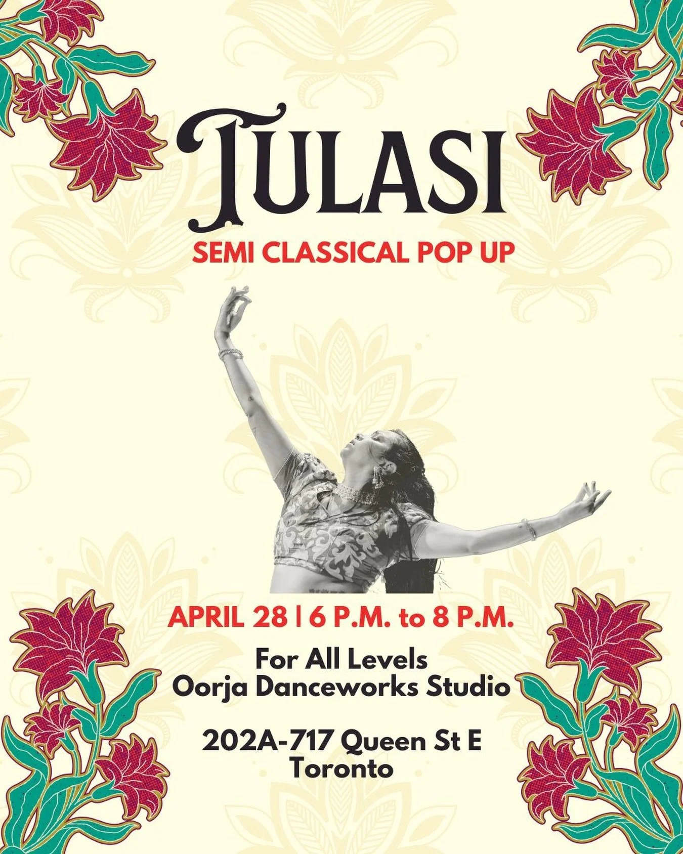 तुलसी। Sacred. Rooted. Alive. 🌿

Semi-classical is where tradition exhales and expression takes over, and we&rsquo;re bringing that feeling to you in an intimate pop-up you won&rsquo;t forget.

TULASI | April 28 | 6&ndash;8 PM

Oorja Danceworks Stud