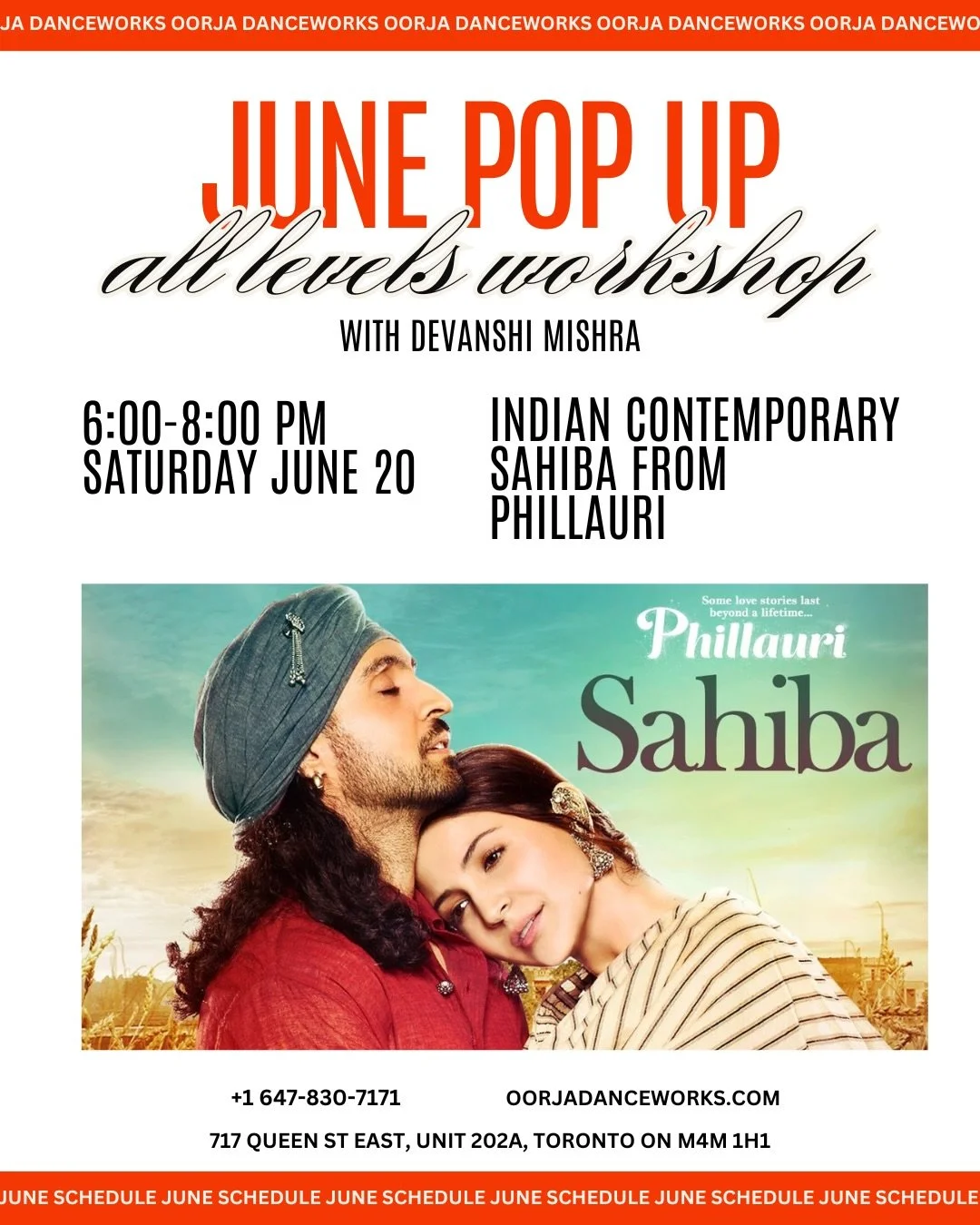 🌾 Feel every emotion through movement! Join us for our June Pop Up: All Levels Workshop with the beautiful @devanxiii ! Learn the soulful Indian Contemporary choreography of Sahiba from Phillauri 

📅 Saturday June 20
🕕 6:00&ndash;8:00 PM
📍 717 Qu