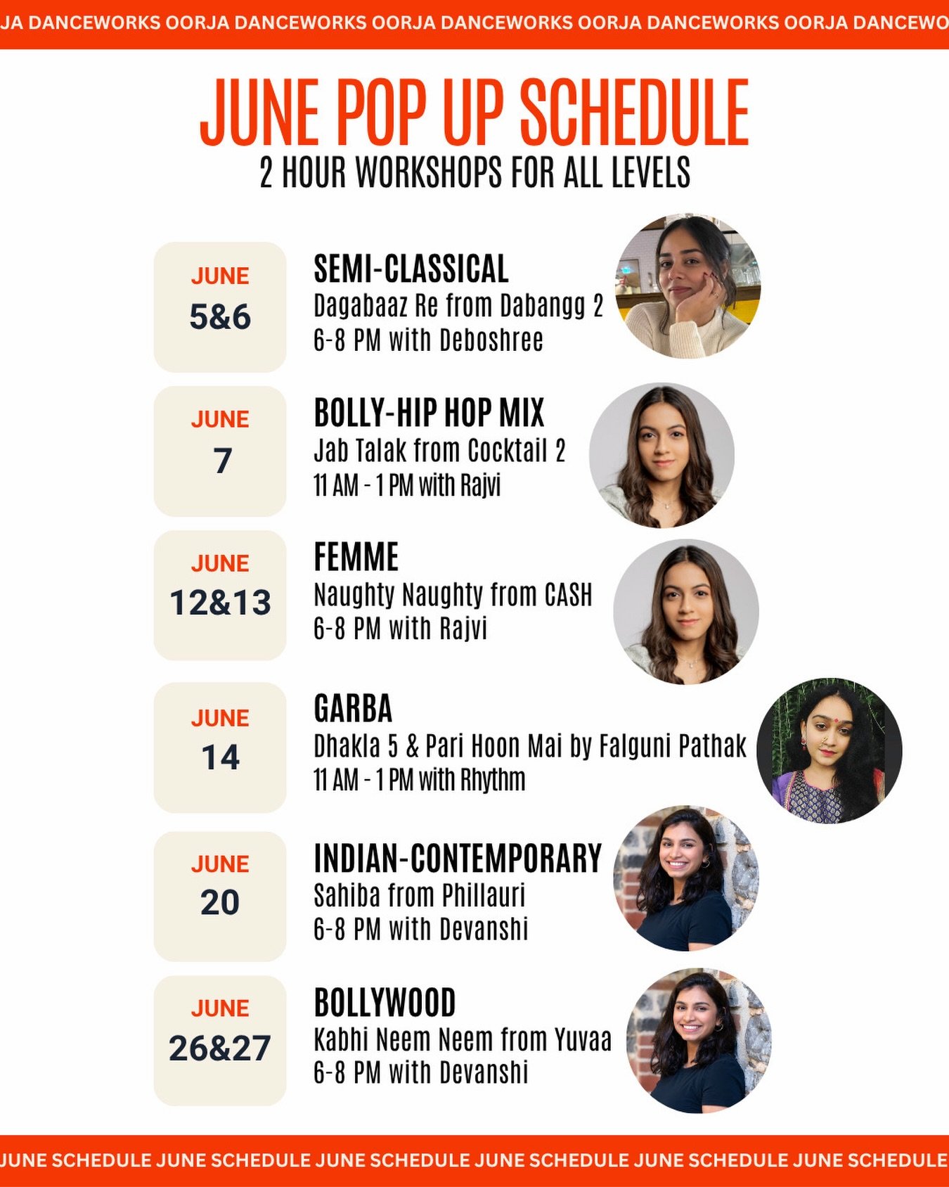The full June Pop Up Schedule is HERE and it is STACKED! 6 incredible workshops, 4 amazing instructors, every style you love 💃🔥 Which one are you coming to?

🗓️ June 5 &amp; 6 &mdash; Semi-Classical: Dagabaaz Re from Dabangg 2 with @dancewithdebo 