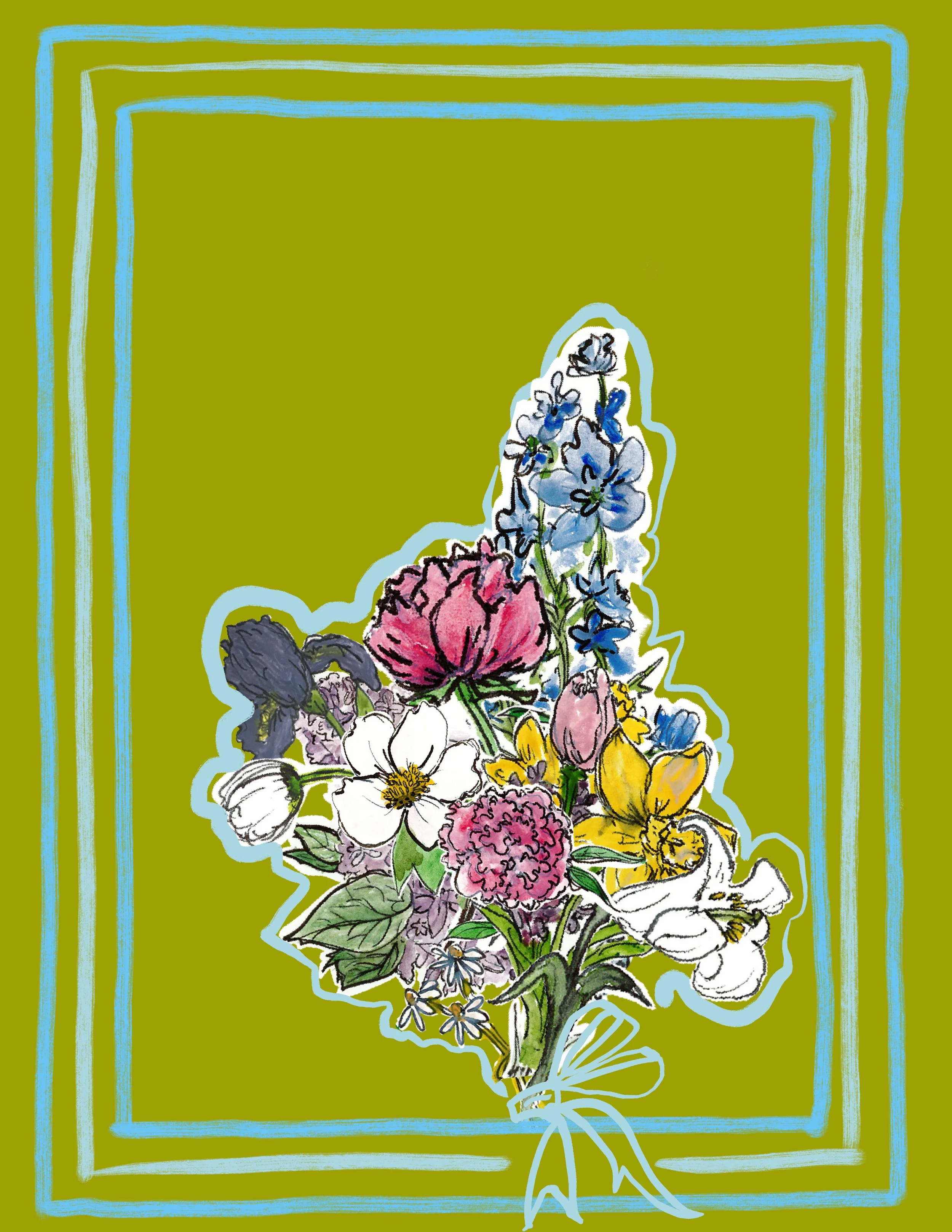 Floral Bouquet Illustrated Print