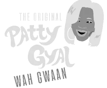 Graphic with a smiling woman and the text 'The real PATTY GYAL' and 'Wah Gwaan'.