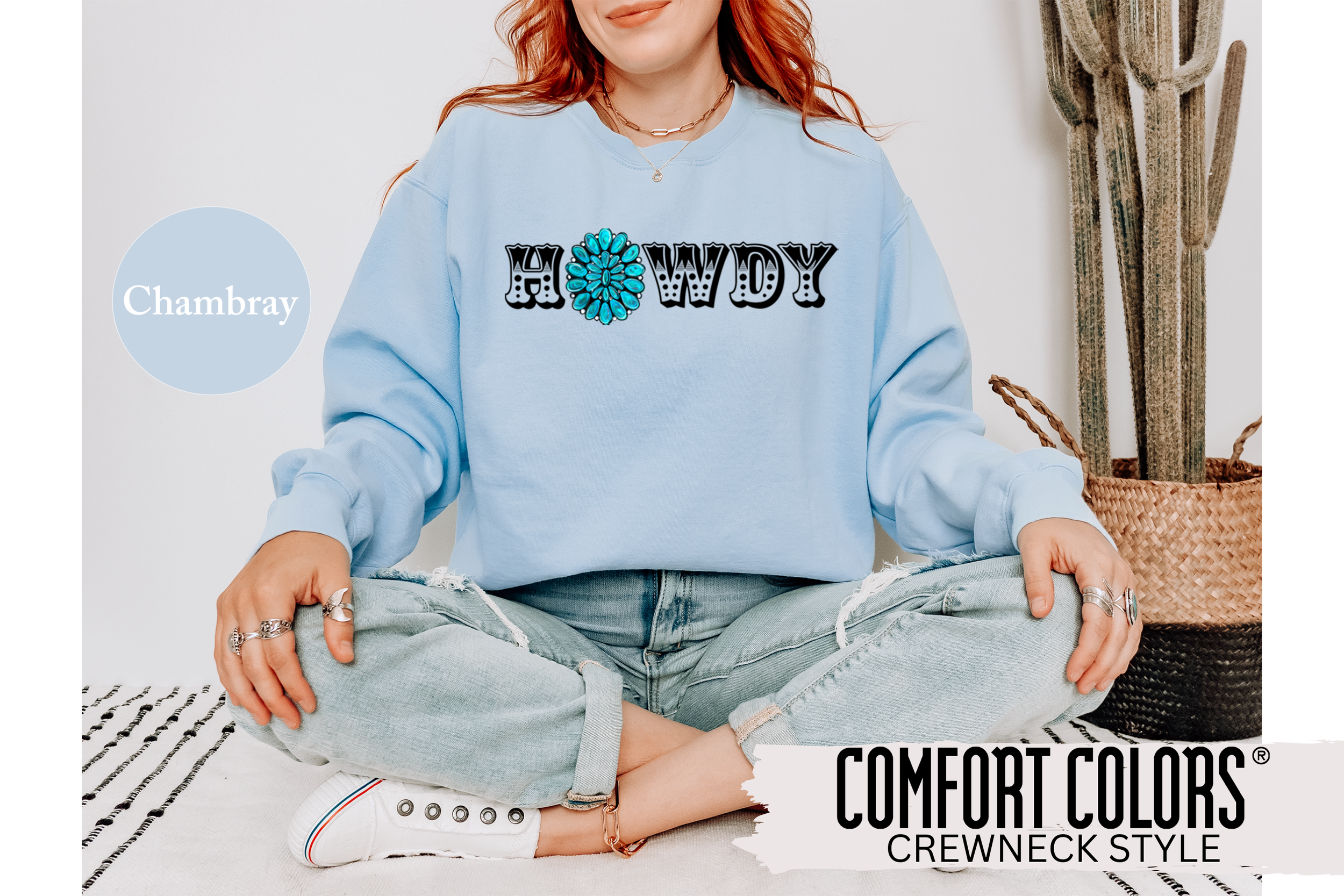 Turquoise Howdy Crewneck