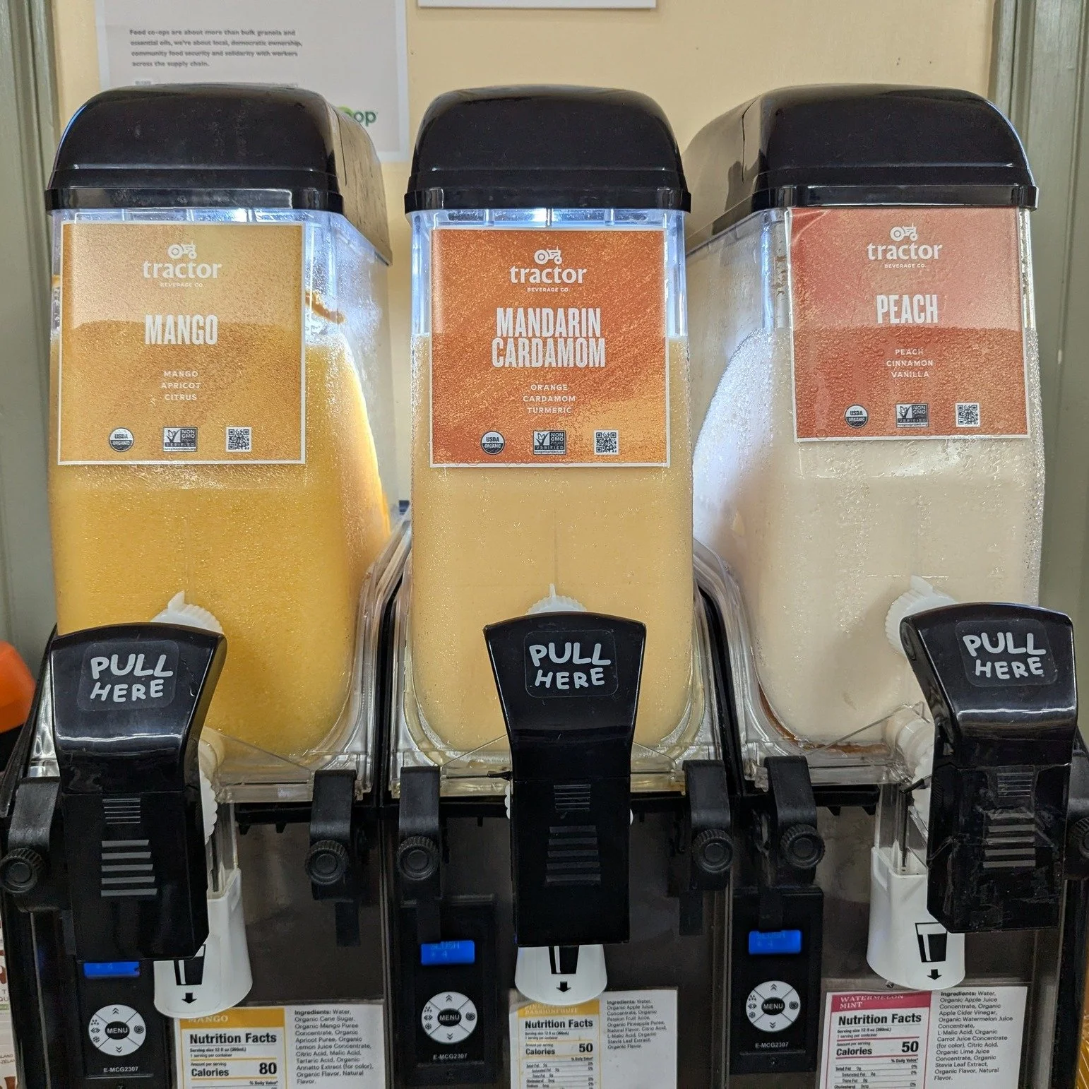You'd be surprised how many of our patrons still drink slushies in the cold weather! ❄
(Our Marketing Manager Steena is one of those people - hi, that's me!)

😍 Choose Your Flavor: Mango, Mandarin Cardamom, or Peach? (Or all 3 mixed together?!)

Not