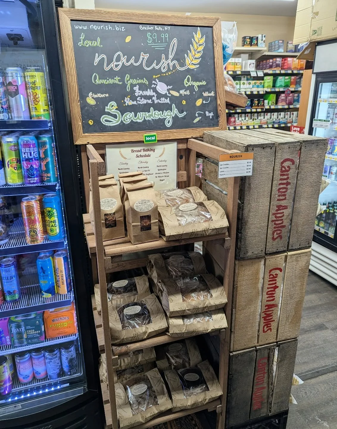 FRESHLY DELIVERED from Nourish! 
⚡ Sourdough brown butter chocolate chip cookies
⚡ North Country sourdough
⚡ Lumberjane sourdough

#potsdam_food_coop #nourish #locally_made #fresh_bread #sourdough