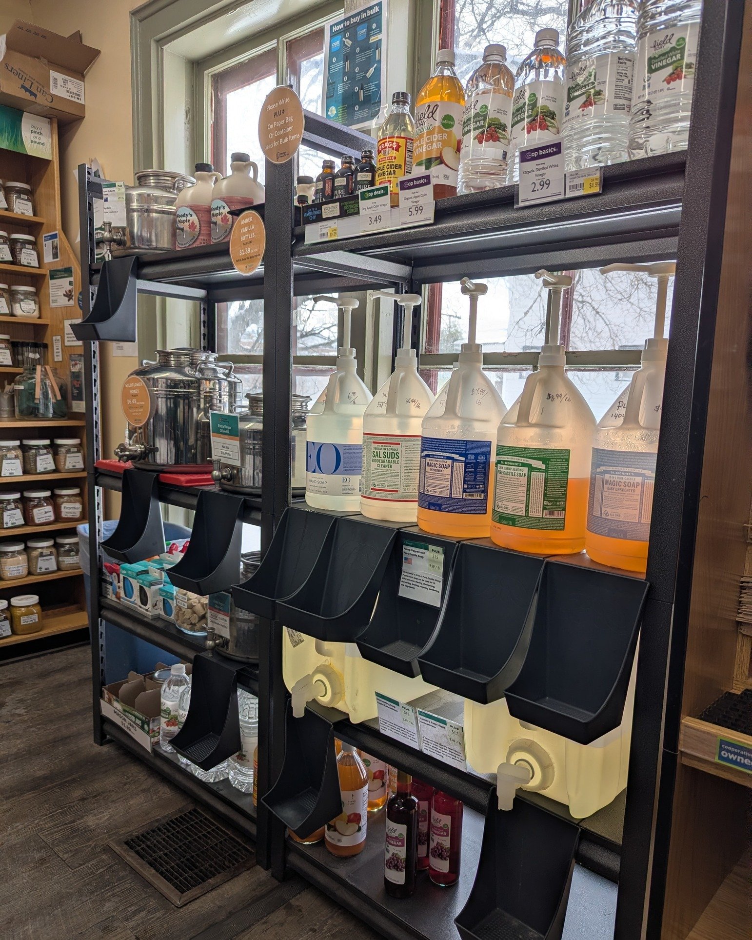 ✨Shop Bulk Liquids✨

Bulk soap, honey, oil, and maple syrup are available here at the Co-op! Bring your own jars, get the tare while empty, and make sure to mark the tare and item plu on the jar! 

You can also find large sizes of packaged products s
