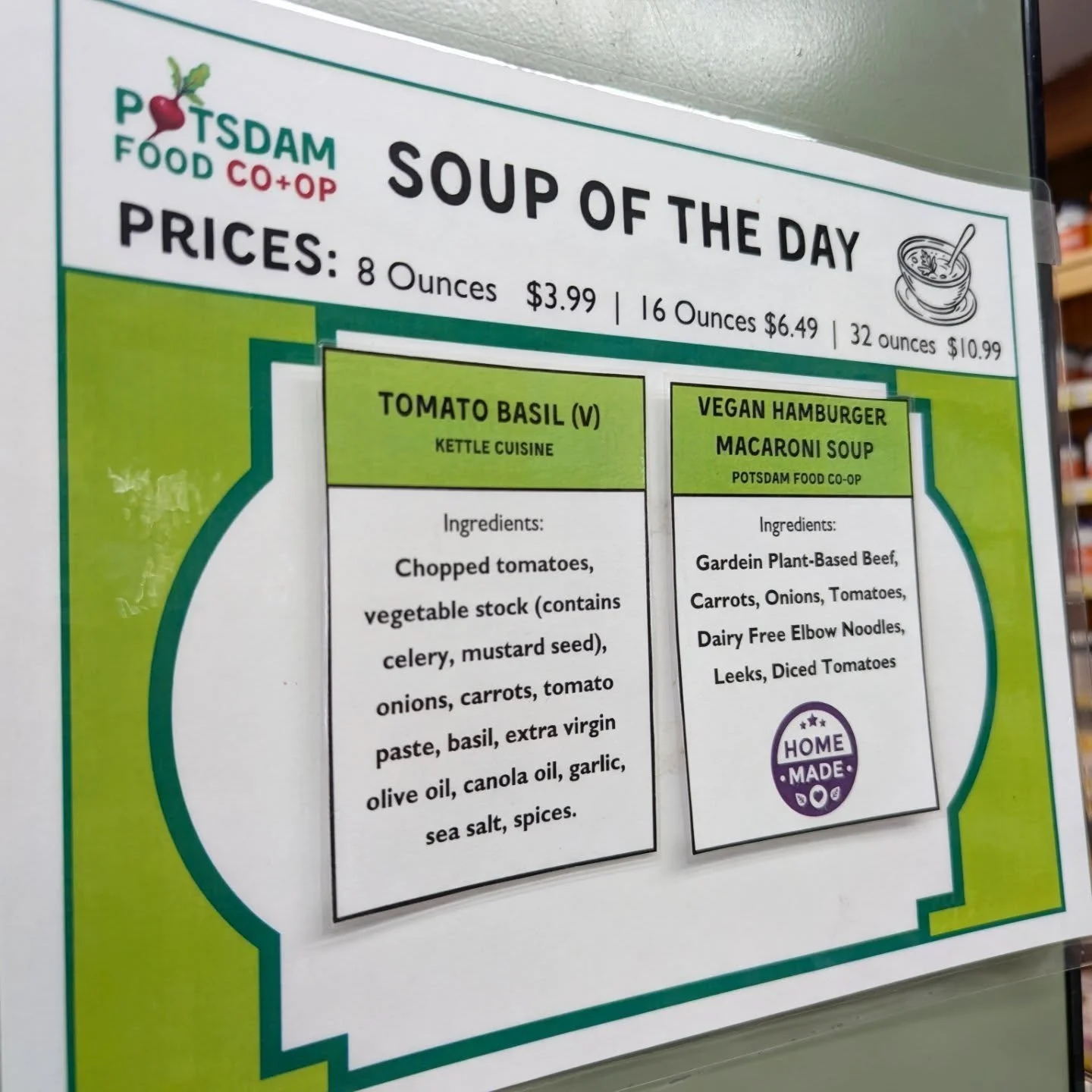 Come grab a soup and a scone today 🍲 or a sandwich or wrap!

✨ Everything Scones 
✨Egg Salad Sandwich made with Local eggs and My Sister's Kitchen Croissant 
✨ Jalapeno roll sandwiches

#potsdam_food_coop #sandwich #jalapeno_roll