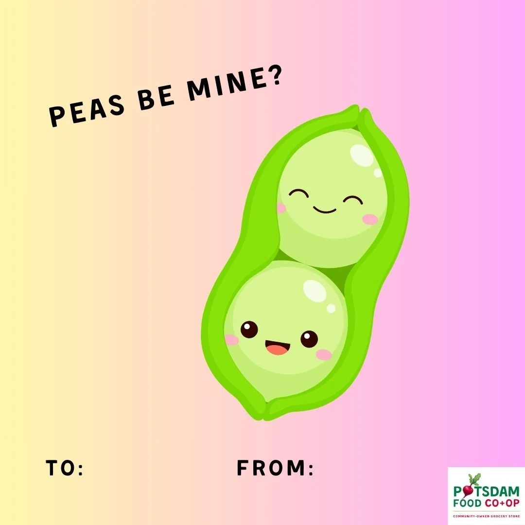 Happy Valentine's Day from the Potsdam Food Co-op!
Spread love and kindness to someone special in your life today. 🌹🥰

#Potsdam_Food_Coop #Valentines_Day #Treat_Your_Loved_Ones