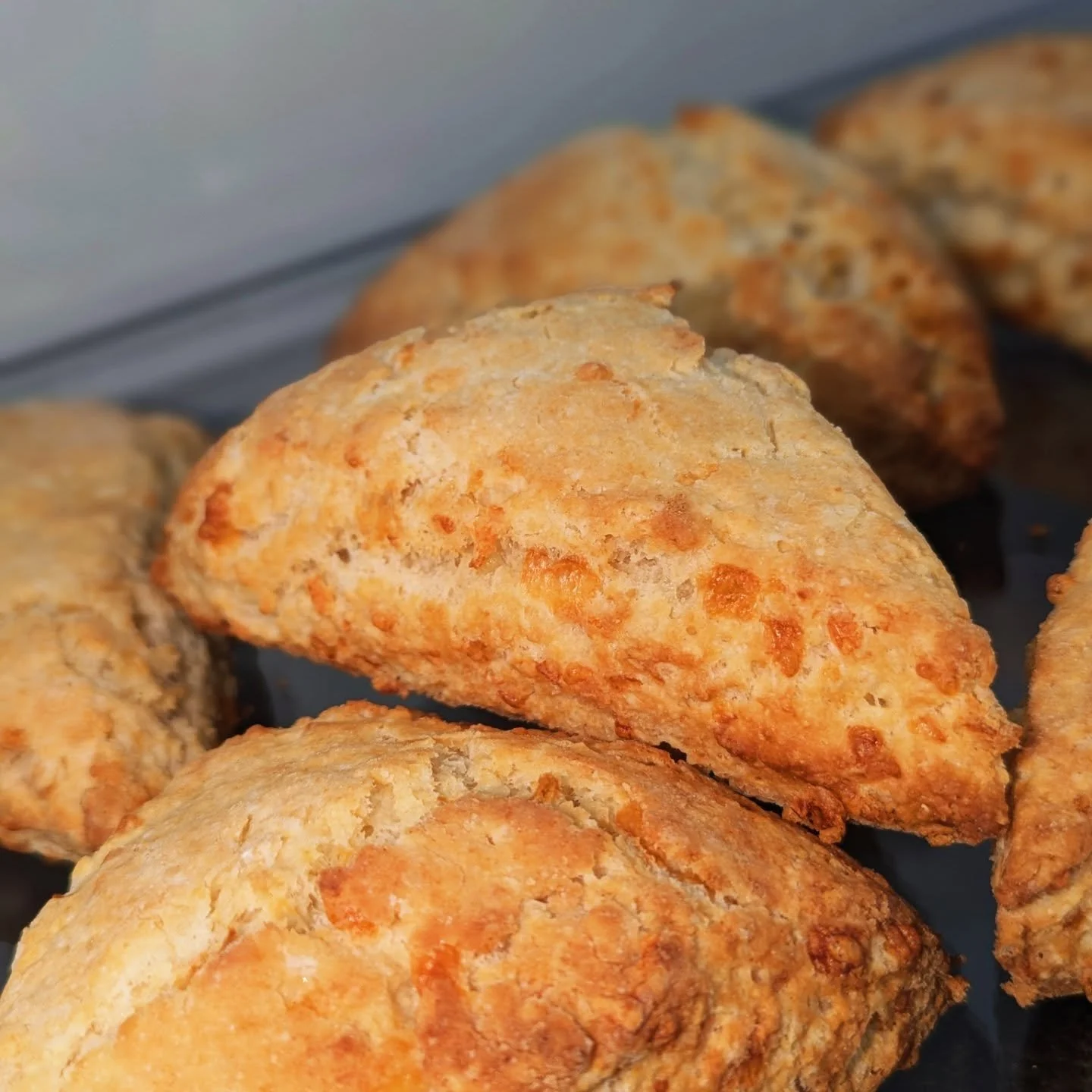 Fresh cheddar scones are available this morning 🌞 plus we still have some in-house made apple cinnamon and chocolate chip scones, and also White chocolate cranberry scones from Kats Confections! 

Becky's delicious deviled eggs are made with local e