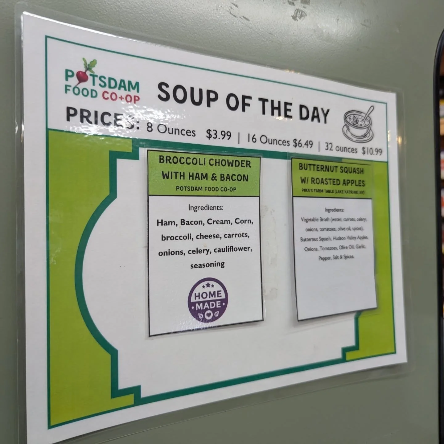 Come grab lunch with us today! 

⚡ In House made Broccoli chowder with ham and bacon
⚡ Pika Farm Table butternut squash with roasted apples 
⚡ Roast turkey and cheddar on wheat or white
⚡ Tempeh BLT on white
⚡ Roast beef and cheddar with creamy horse