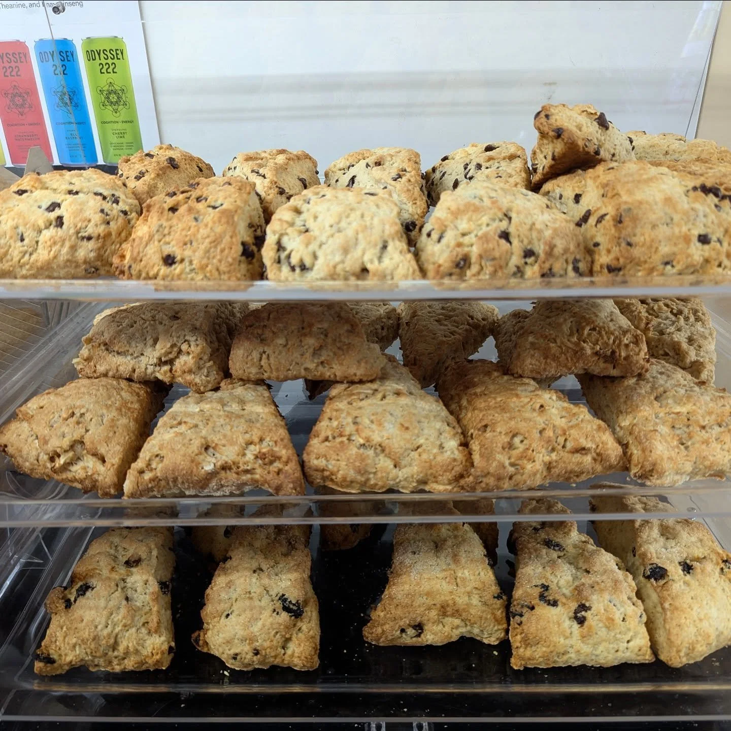 Today's scones! 
🍫 Chocolate Chip
🍎 Apple Cinnamon
🍊 Cranberry Orange

#potsdam_food_coop #scones #fresh_baked