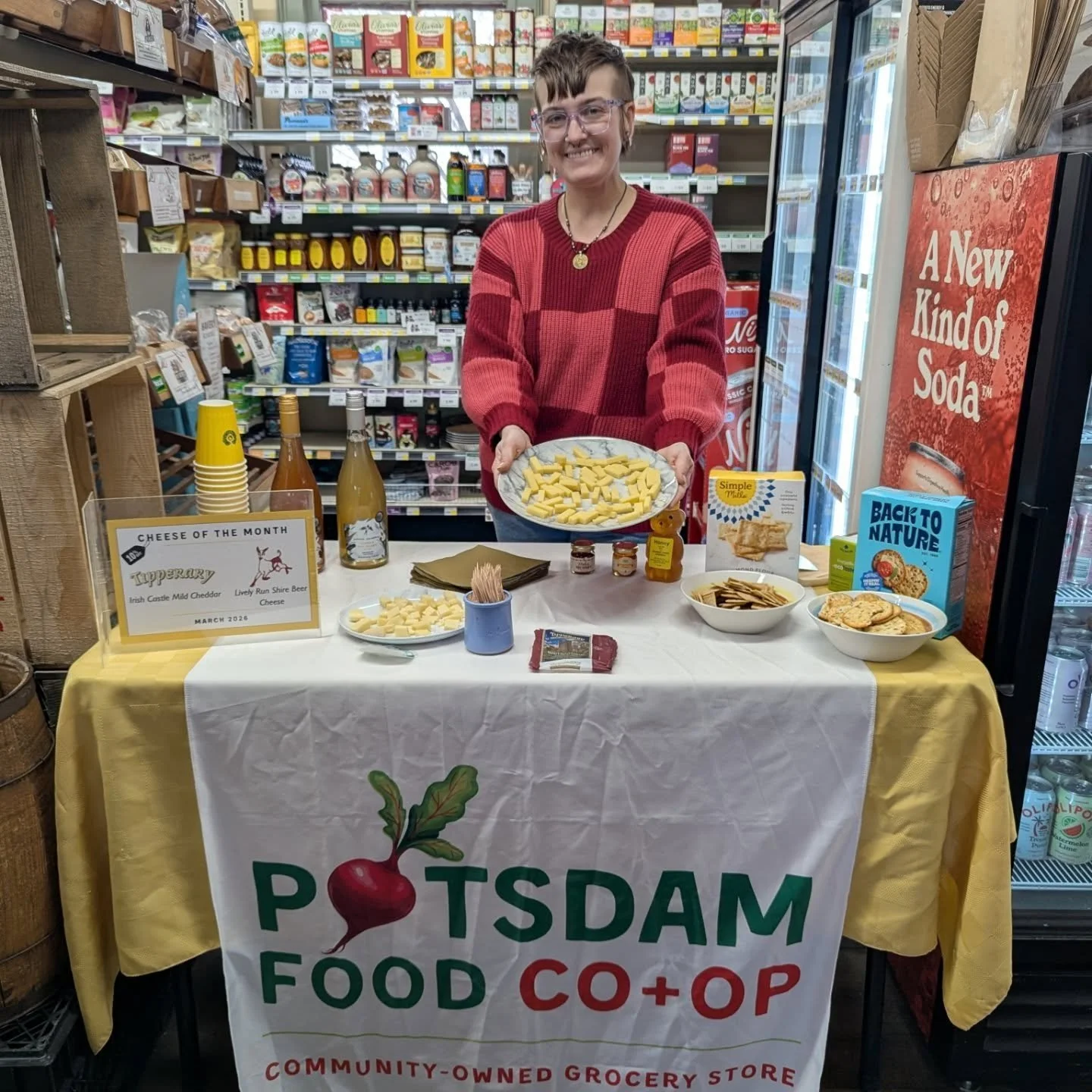 Our monthly free cheese sampling is on now until 1pm!! 
Get 10% off Tipperary Irish Cheddar &amp; Lively Run Shire cheese all of March!! 

#potsdam_food_coop #Cheese_Of_The_Month #free_sampling
