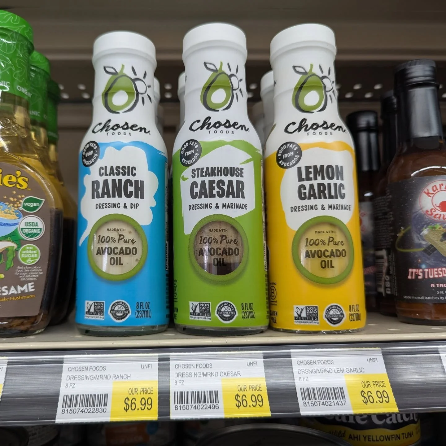 NEW and now available at the co-op! Chosen Foods Dressings!
⚡ Classic Ranch
⚡ Steakhouse Caesar
⚡ Lemon Garlic

#potsdam_food_coop #dressing #chosen_foods