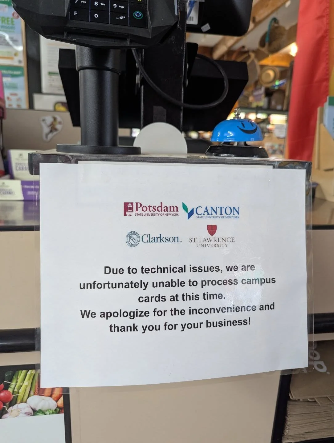 Due to a technical issue from the back end of the program that accepts student cards, our machine is out of order. We will update as soon as we get an update! 

#student_cards #technical_issue