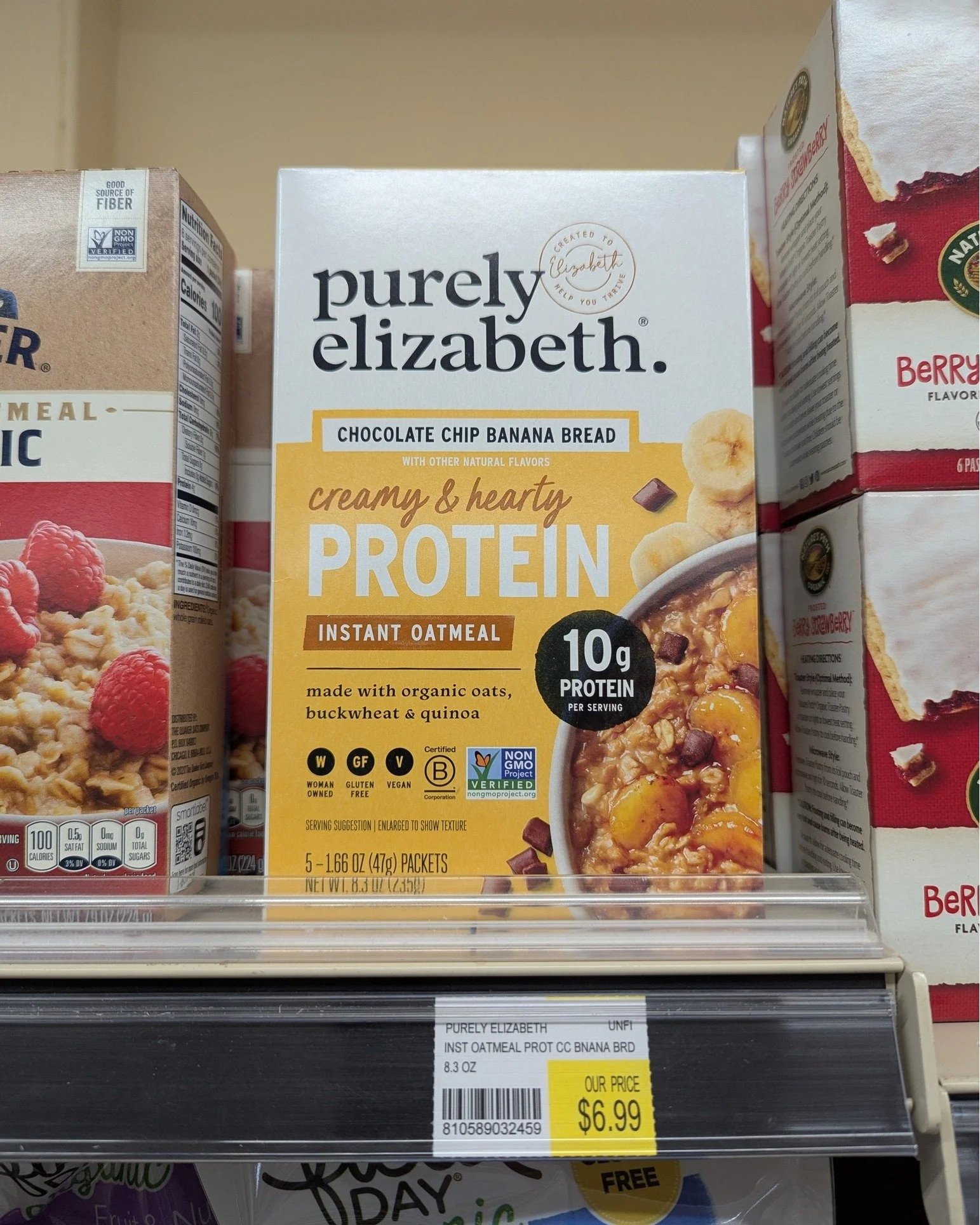 NEW and now available at the Co-op!
⚡ Purely Elizabeth Protein Oatmeal offers a nutrient-dense, convenient breakfast with 10g of plant-based protein (pea, fava, chia) per serving, supporting satiety and energy. It is certified gluten-free, non-GMO, a
