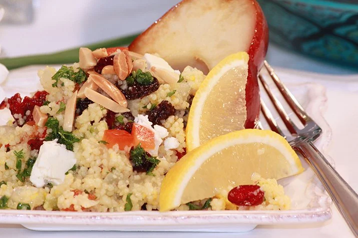 Roasted Pears with Couscous and Winter Fruits
