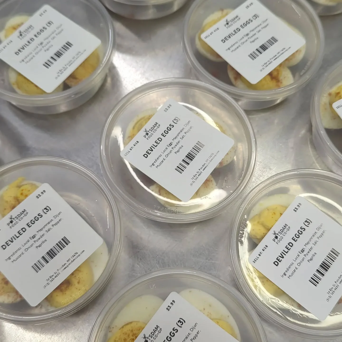 Steena's fresh deviled eggs are now available! Made with local eggs 🥚🥚 and totally delicious! 

#potsdam_food_coop #deviled_eggs #fresh #local_eggs