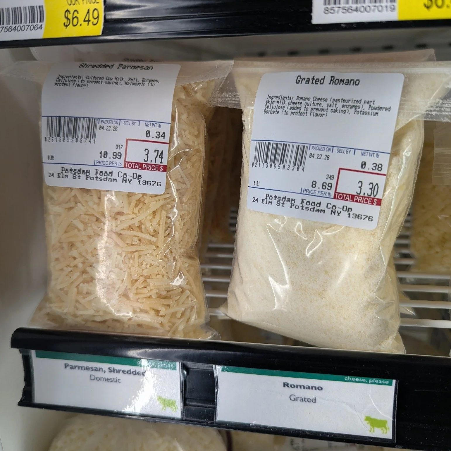 Bulk Co-op Packed Cheese Restock!
🧀 Shredded Parmesan, Grated Romano, and shredded Asiago have all been restocked. We definitely know who the favorites are from the cheese case.

#Potsdam_Food_Coop #Coop_Packed #Cheese #Parmesan #Romano #Asiago