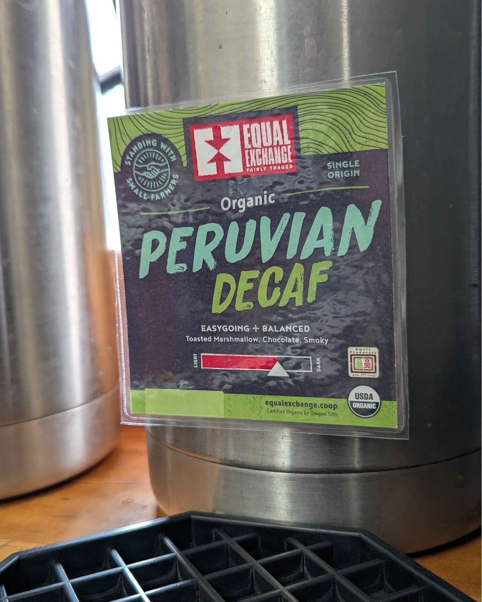 We have sooooo much Peruvian Decaf from Equal Exchange in stock, so that is what we're putting out at the coffee station for now!! ☕

#Coffee_Station #Potsdam_Food_Coop #Shop_At_The_Coop #Decaf #Equal_Exchange