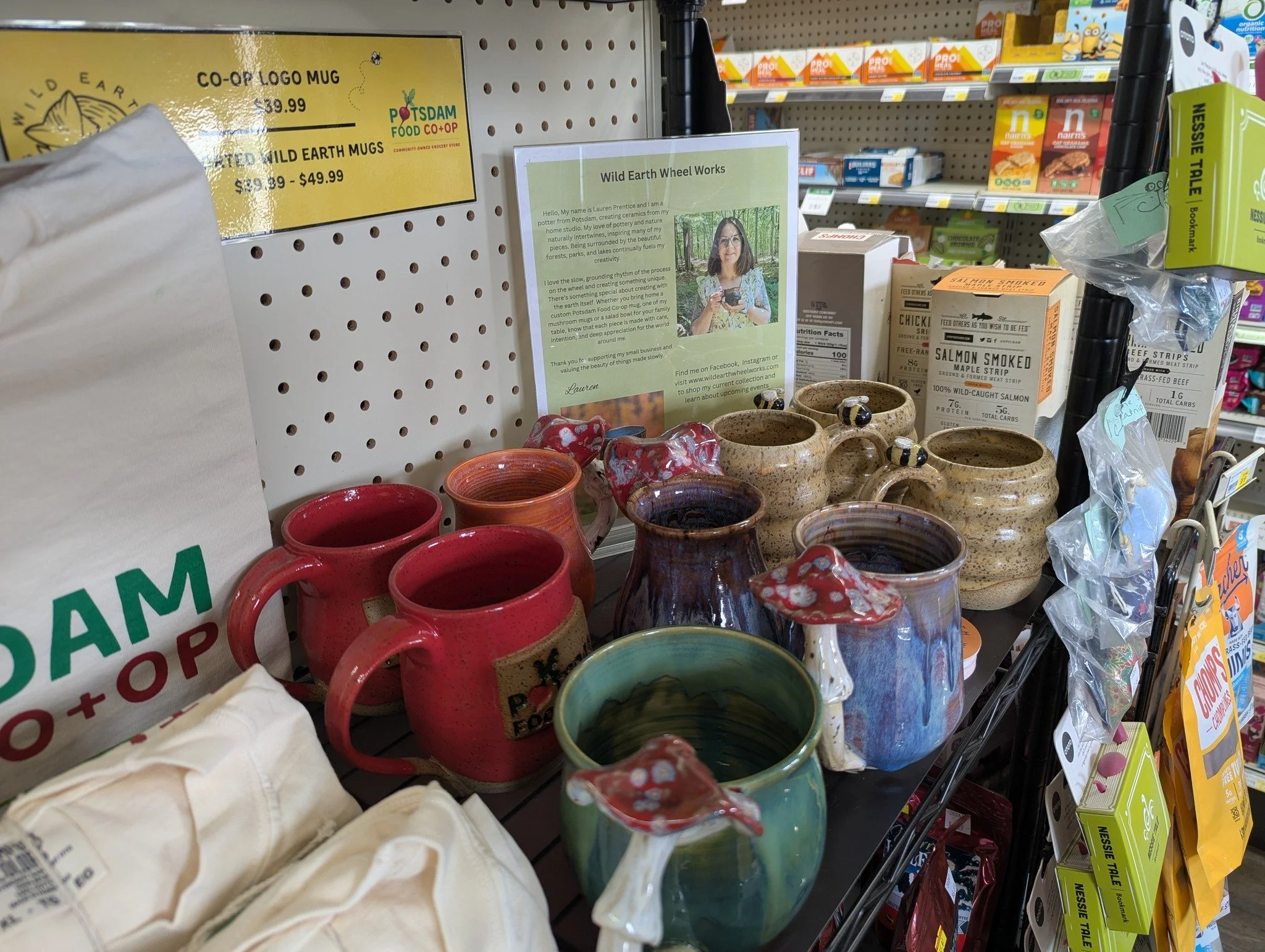 We have a small restock of mugs from @wildearthwheelworks !! More mushrooms &amp; bees, plus a couple logo mugs! SUPPORT THIS LOCAL CERAMIC ARTIST!! 😍

#Potsdam_Food_Coop #Locally_Made #Mug #Ceramics