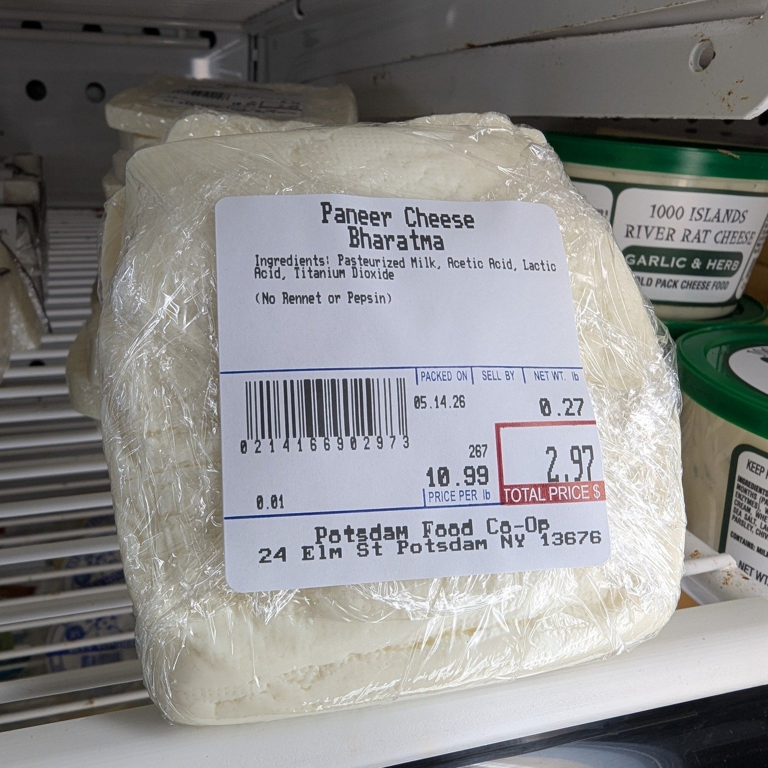 The pre-packaged Bharatma Paneer has a long delivery time after ordering, so we switched to the bulk orders and will be cutting it ourselves since it arrives faster! Look for it in the cheese cooler 🧀

#Potsdam_Food_Coop #Bharatma_Paneer #Coop_Packe