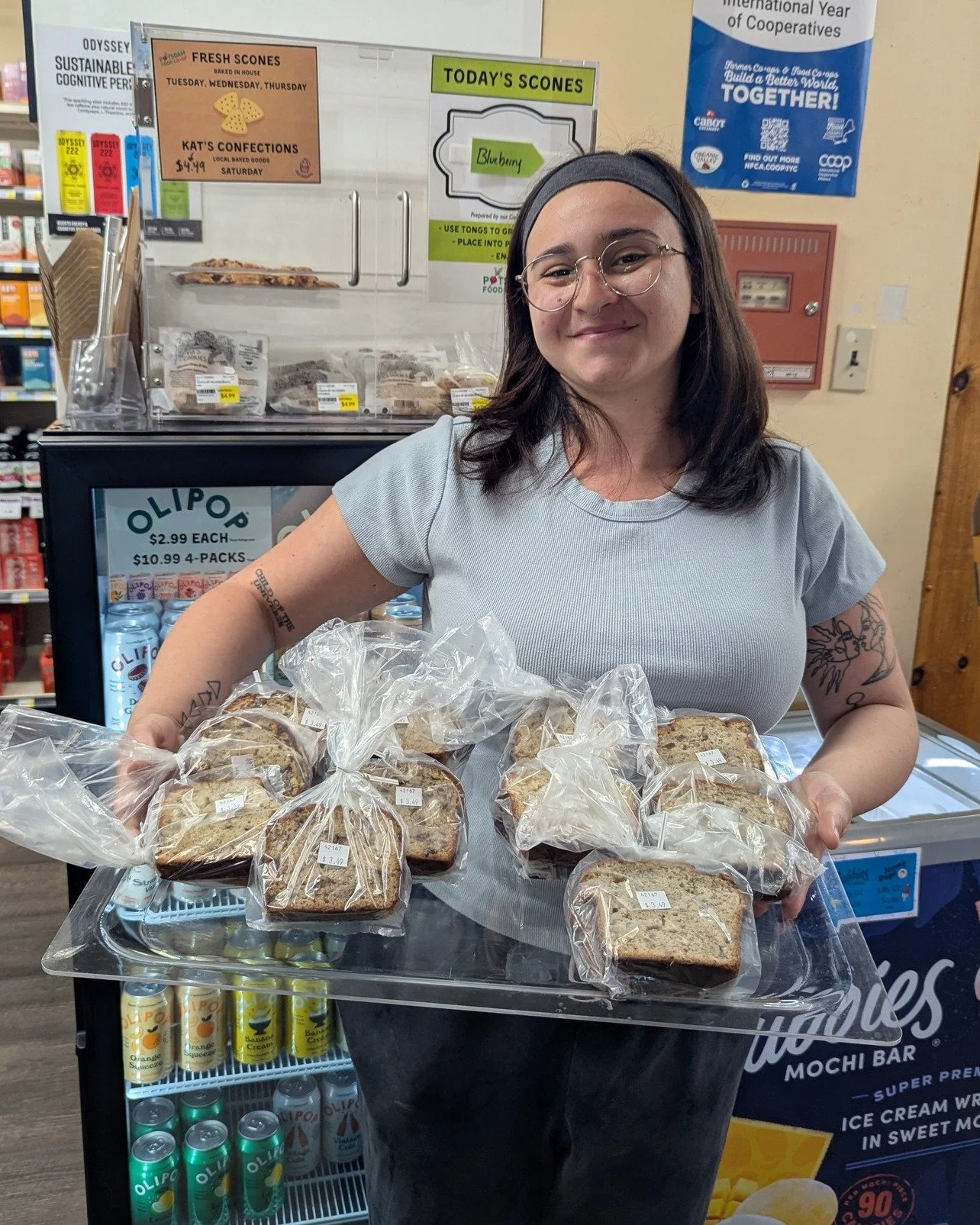 One of our Front End Staff, Mia, made some fresh banana bread! 🍌 Each serving has two slices for $3.49!

#Potsdam_Food_Coop #Banana_Bread #Freshly_Baked