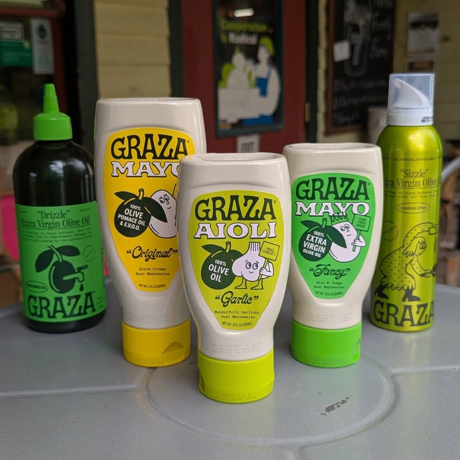 We love Graza products!! We've expanded our selection. Try it out and tell us what you think!

#Potsdam_Food_coop #Graza #Olive_Oil #Mayo #Aioli