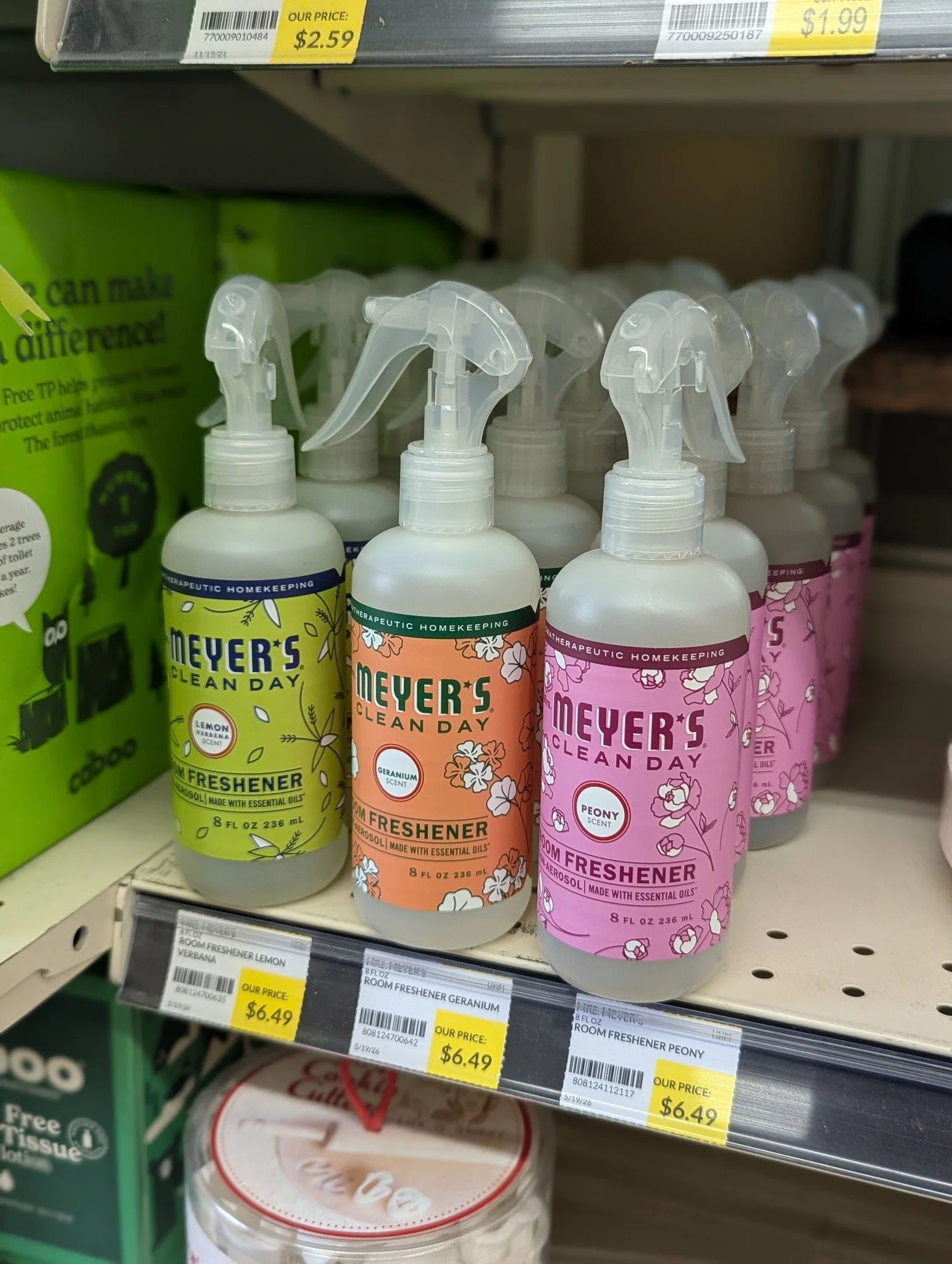 Room Fresheners from Meyer's Clean Day are now available at the Co-op! 💚 Lemon 🔶 Geranium 🎀 Peony

#potsdam_food_coop #room_spray #Meyers