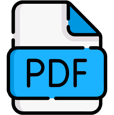 PDF icon with a folded corner and blue label