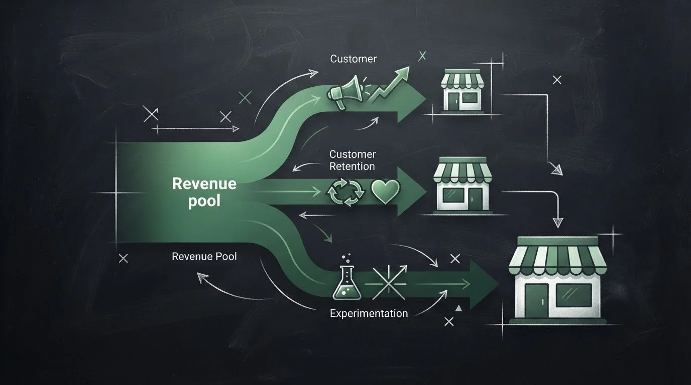 Budget allocation for eCommerce marketing across channels and revenue stages
