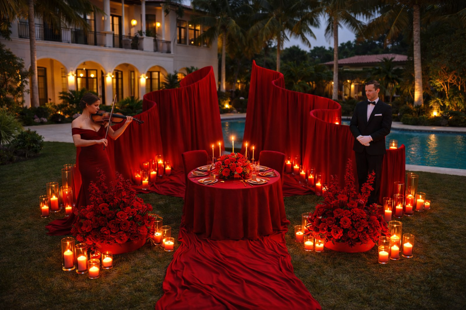 Elegant dinner under Miami twilight.png