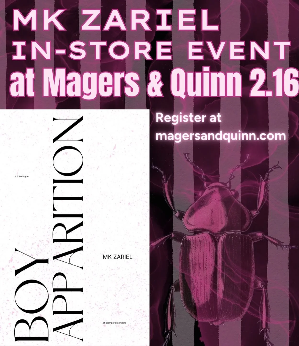 Vinegar Press chapbook author @thechildanditsenemies will be at @magersandquinn on 2.16 at 7pm &mdash; register at magersandquinn.com 

#indiepress #minnesotabooks #magersandquinn
