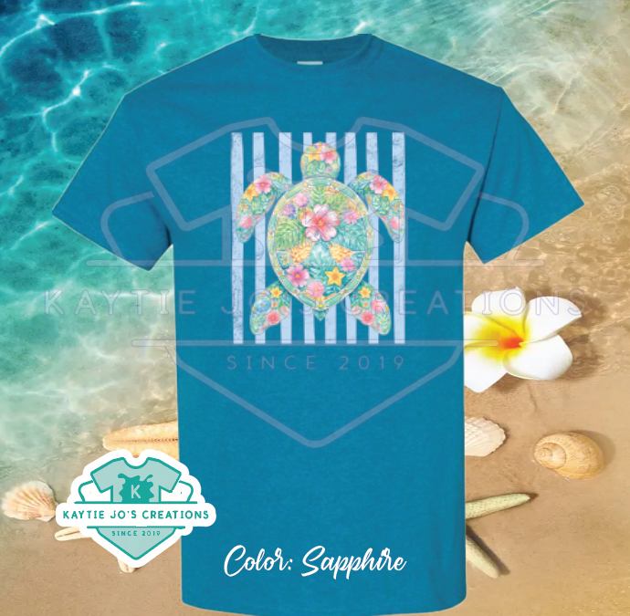 Summer Flowered Turtle Graphic Tee