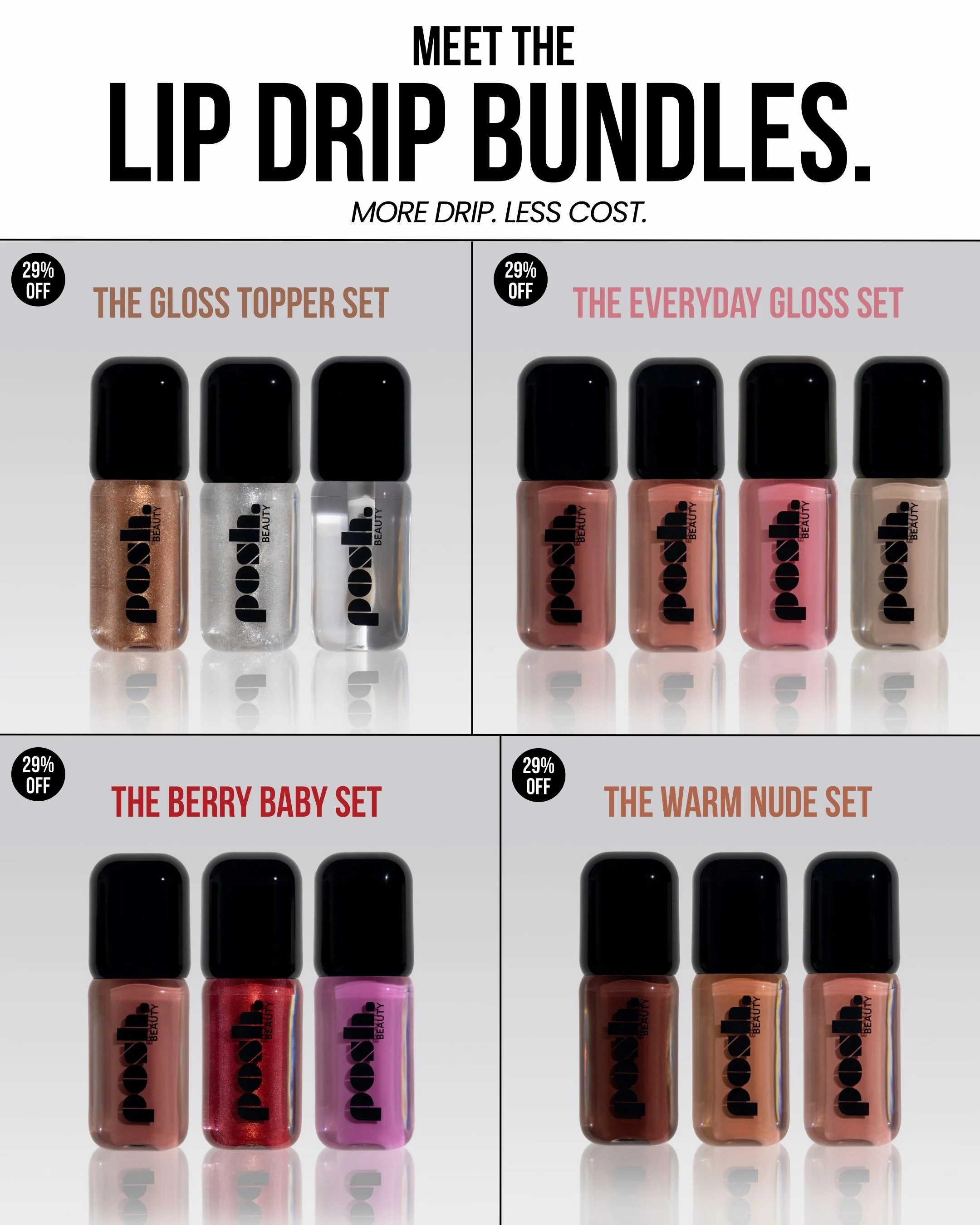 One gloss was never enough&hellip; so we made bundles 💋✨
From soft everyday nudes to grunge lip combos and juicy pinks, there&rsquo;s a Lip Drip set for every vibe &mdash; while saving you money too. Which bundle are you grabbing first? 👀

shopposh