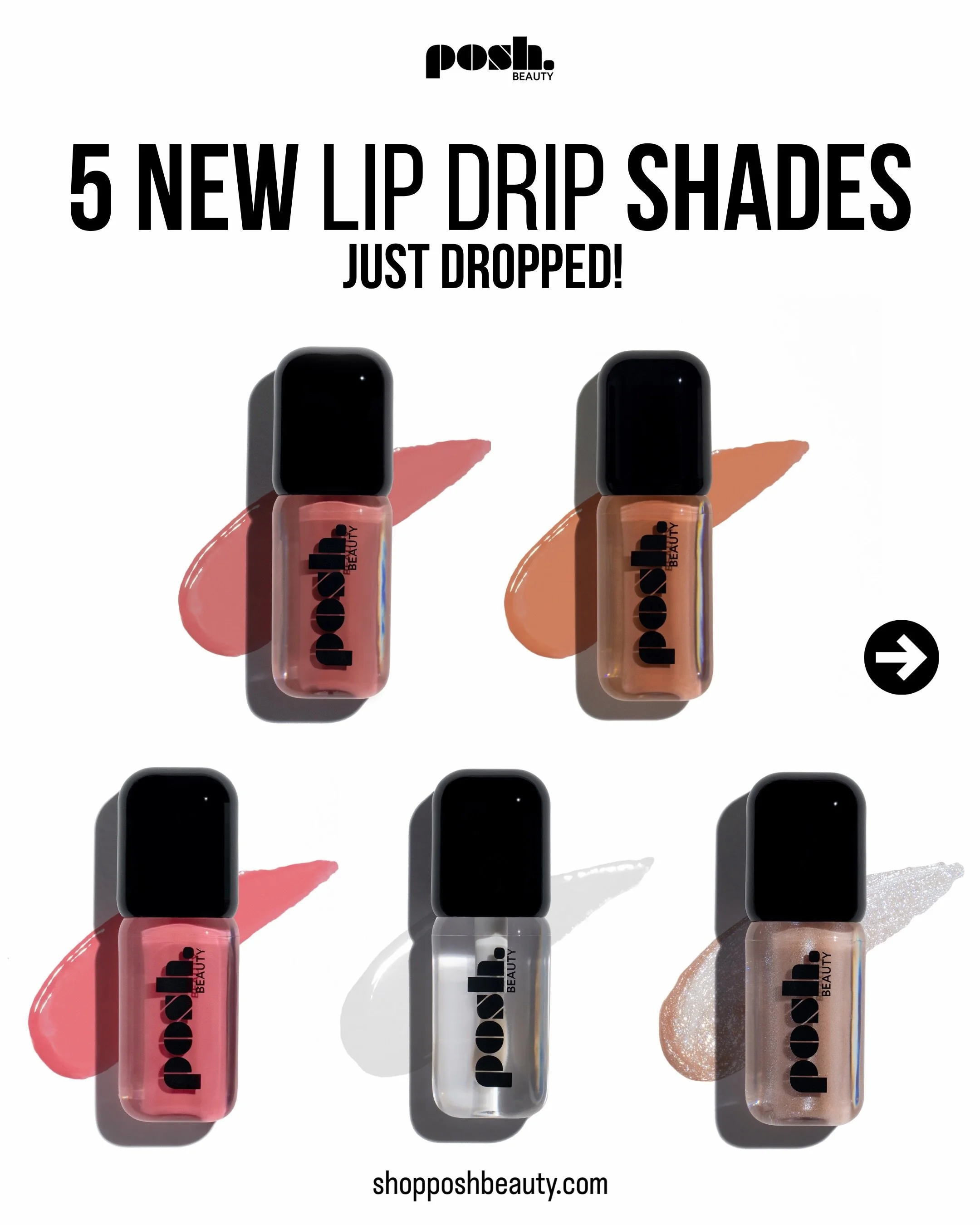 Your lip combo options just got way better 💋✨
Say hi to the 5 newest Lip Drip shades &mdash; from juicy pinks and warm nudes to crystal-clear shine and glittery toppers. Which shade are you adding to cart first? 👀

shopposhbeauty.com

#poshbeauty #