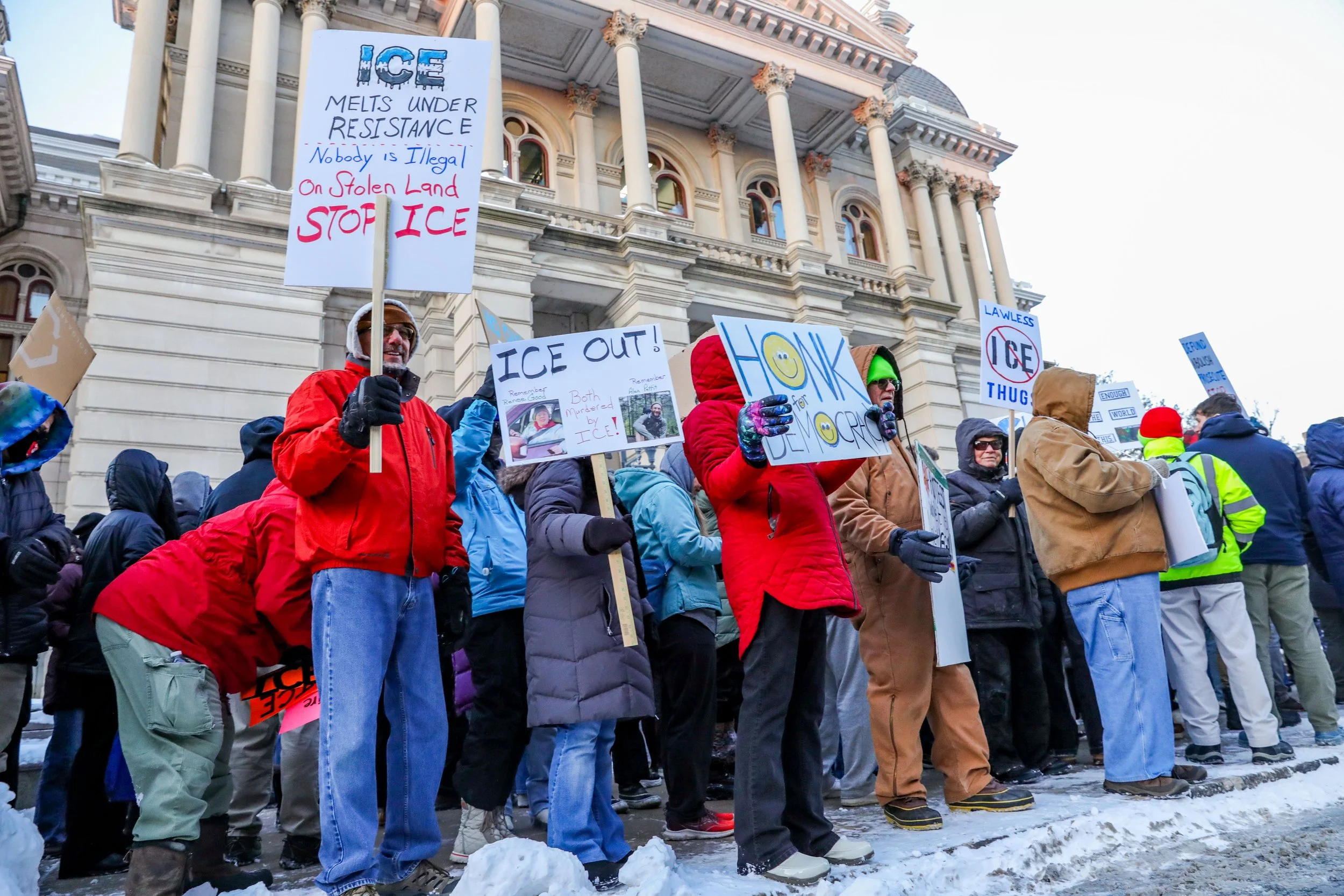 J&C - Hundreds of Greater Lafayette residents brave frigid temps to protest ICE
