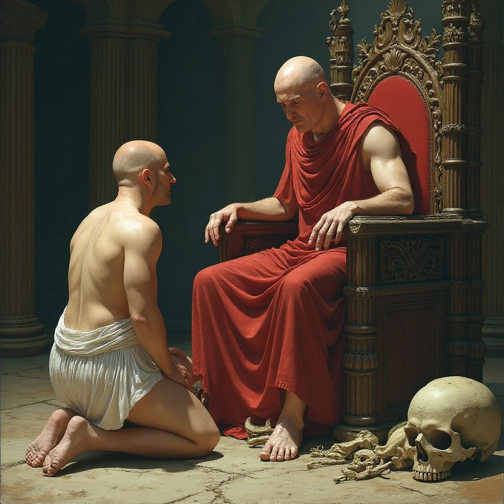 In de troonzaal zit Agrippa op een troon in een rode romeinse toga. Gaius knielt voor hem en zegt hem dat Ariël een auditie heeft aangevraagd om de overgave van de Engelen te bespreken. Agrippa glimlacht en zegt tegen Gaius dat hij haar naar binnen m